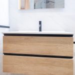 mueble lavabo acabado en madera